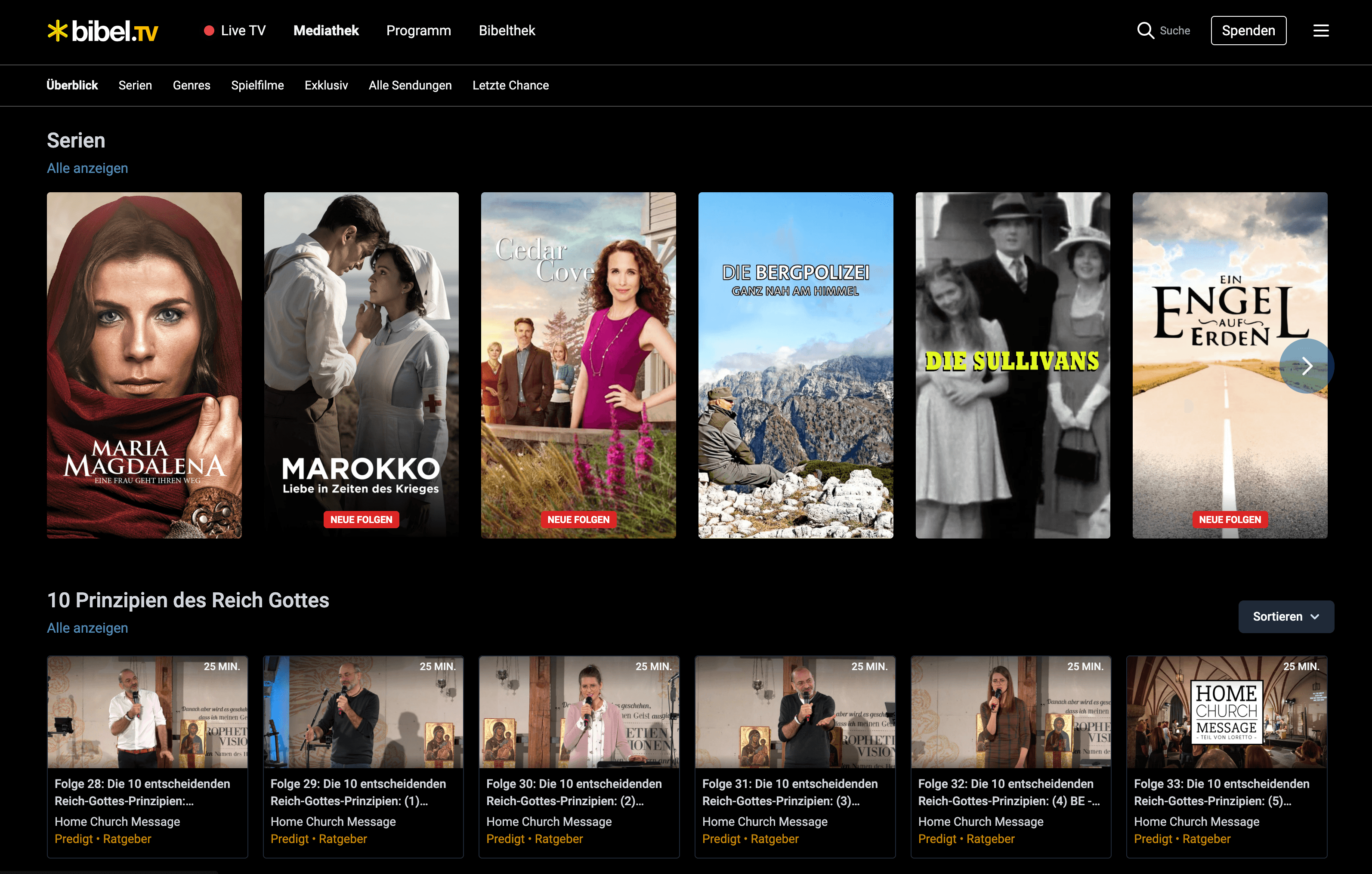 Bibel TV Mediathek Screenshot